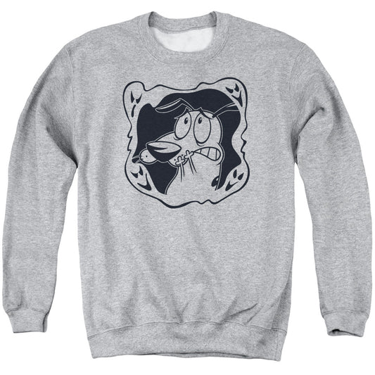 Courage The Cowardly Dog Ghost Frame Mens Crewneck Sweatshirt Athletic Heather Officially Licensed