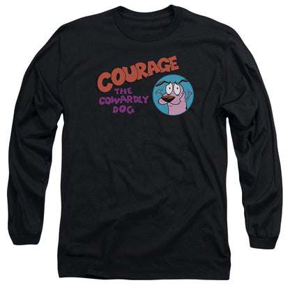 Courage The Cowardly Dog Courage Logo Mens Long Sleeve Shirt Black Officially Licensed