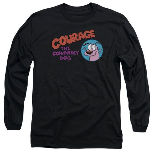 Courage the Cowardly Dog Courage Logo Mens Long Sleeve Shirt Black