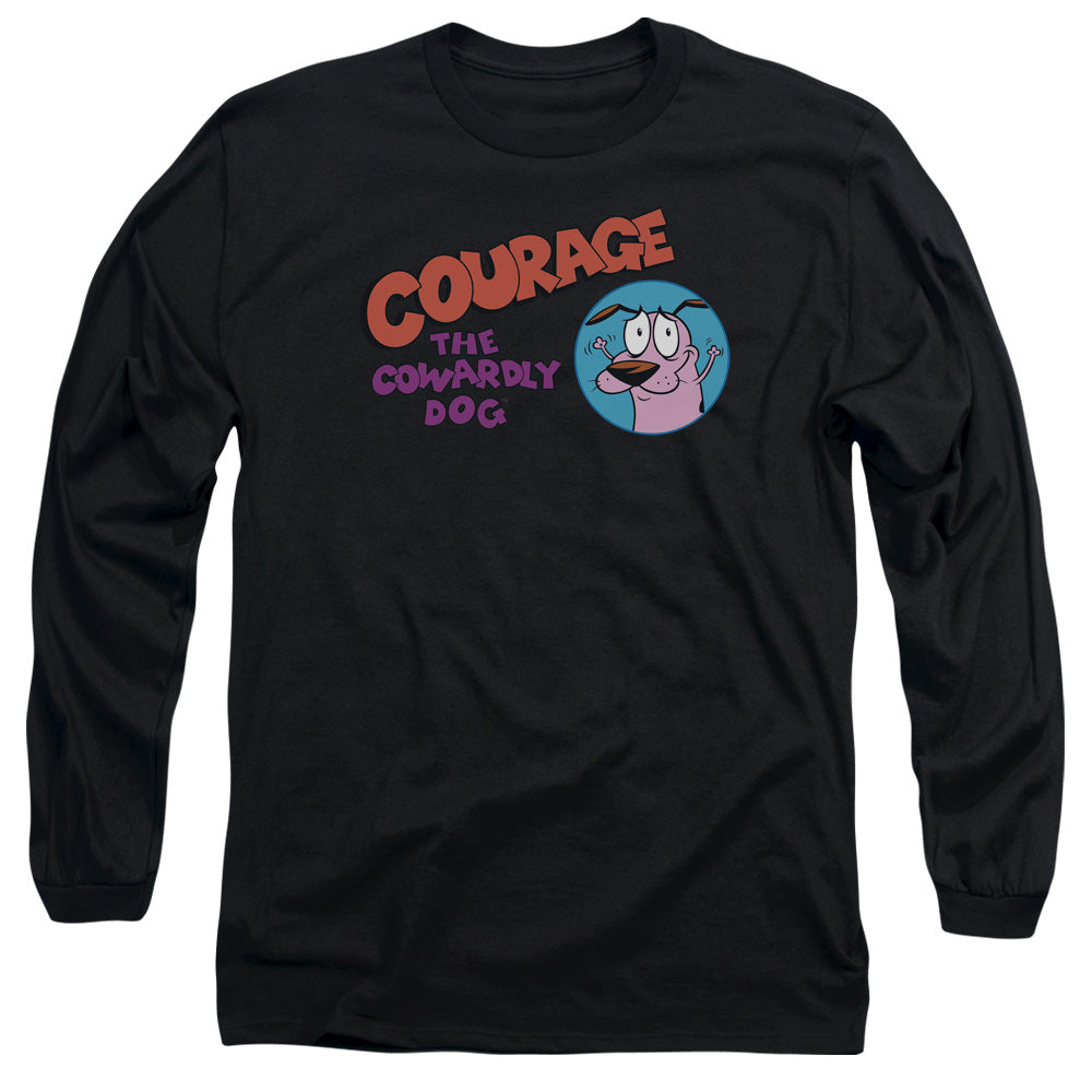 Courage The Cowardly Dog Courage Logo Mens Long Sleeve Shirt Black Officially Licensed