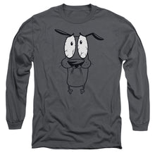 Load image into Gallery viewer, Courage The Cowardly Dog Scared Mens Long Sleeve Shirt Charcoal Officially Licensed
