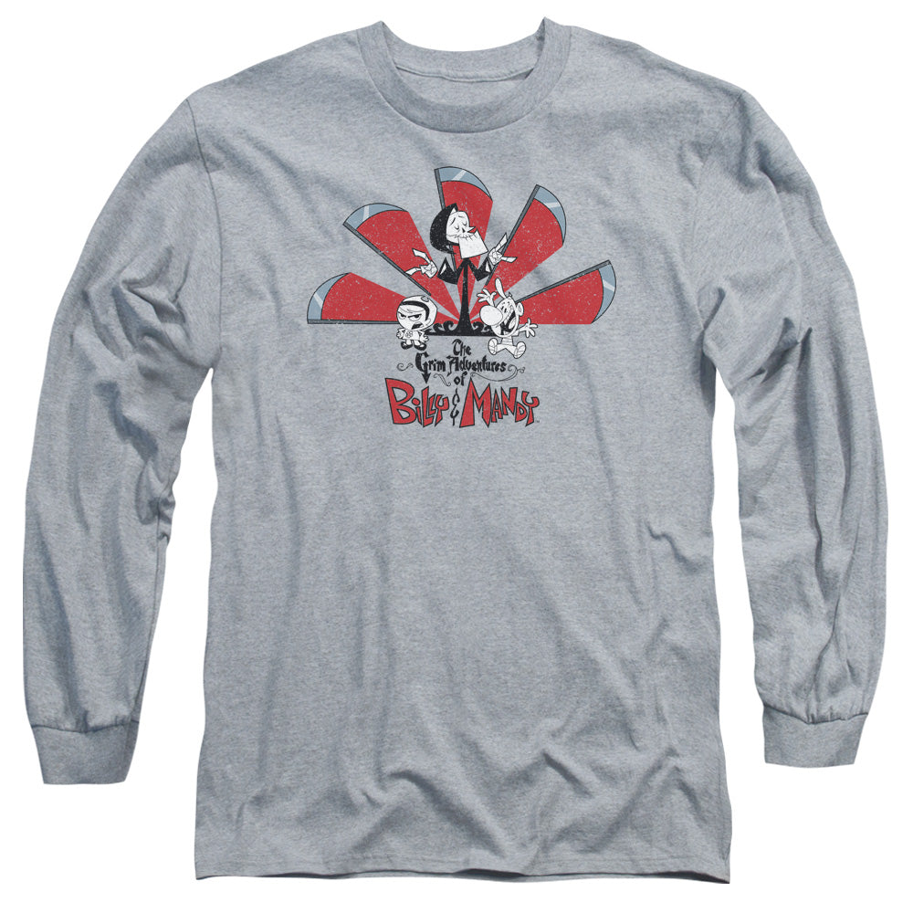 Grim Adventures of Billy and Mandy Grim Adventures Mens Long Sleeve Shirt Athletic Heather