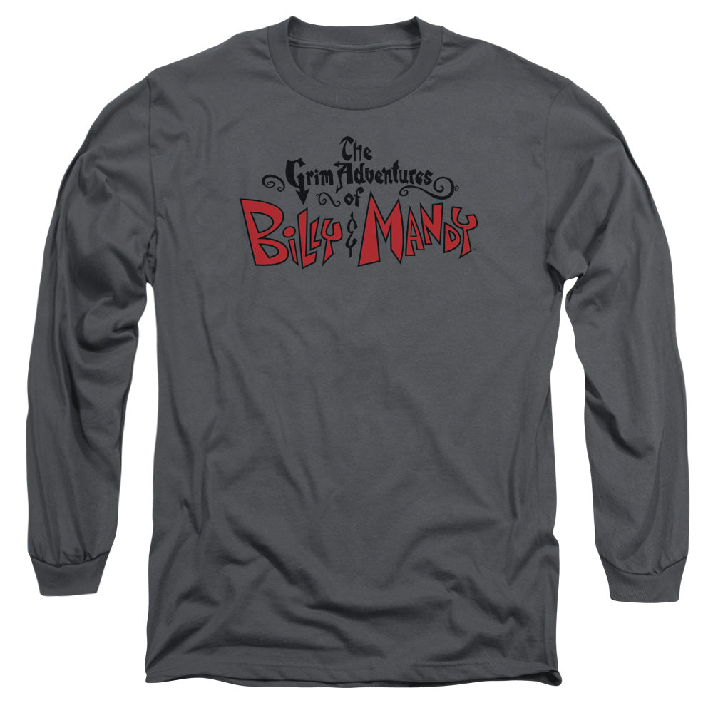 Grim Adventures of Billy and Mandy Grim Logo Mens Long Sleeve Shirt Charcoal