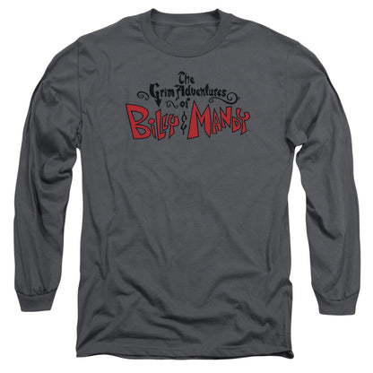Grim Adventures of Billy and Mandy Grim Logo Mens Long Sleeve Shirt Charcoal