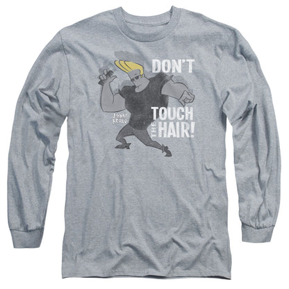 Johnny Bravo Hair Mens Long Sleeve Shirt Athletic Heather Officially Licensed