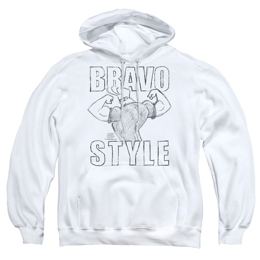 Johnny Bravo Bravo Style Mens Hoodie White