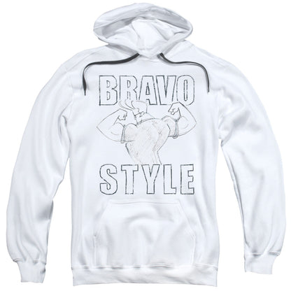 Johnny Bravo Bravo Style Mens Hoodie White