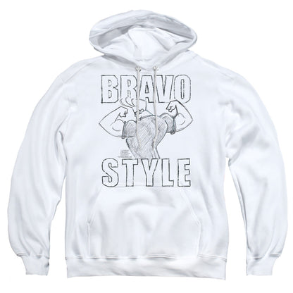 Johnny Bravo Bravo Style Mens Hoodie White