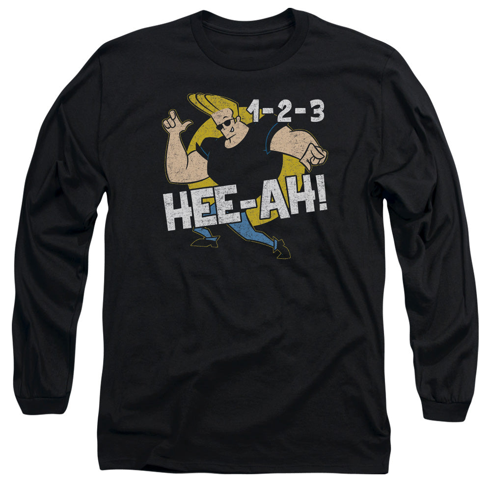 Johnny Bravo 123 Mens Long Sleeve Shirt Black Officially Licensed