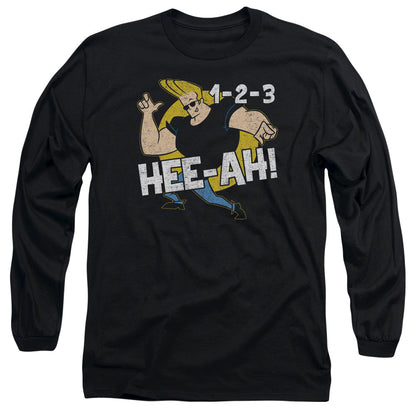 Johnny Bravo 123 Mens Long Sleeve Shirt Black Officially Licensed