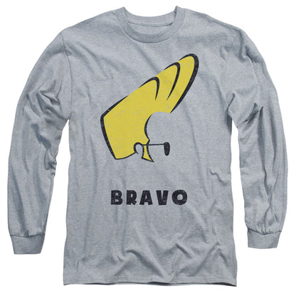 Johnny Bravo Johnny Hair Mens Long Sleeve Shirt Athletic Heather Officially Licensed