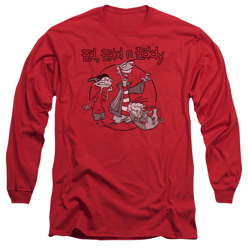 Ed Edd N Eddy Gang Mens Long Sleeve Shirt Red Officially Licensed