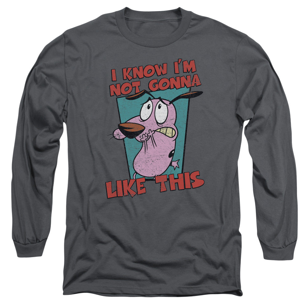 Courage The Cowardly Dog Not Gonna Like Mens Long Sleeve Shirt Charcoal Officially Licensed