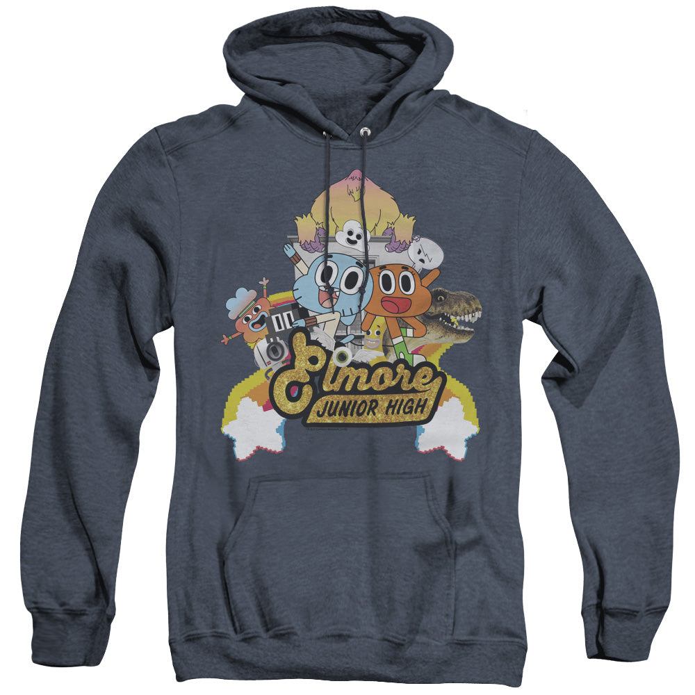 Amazing World Of Gumball Elmore Junior High Heather Mens Hoodie Navy