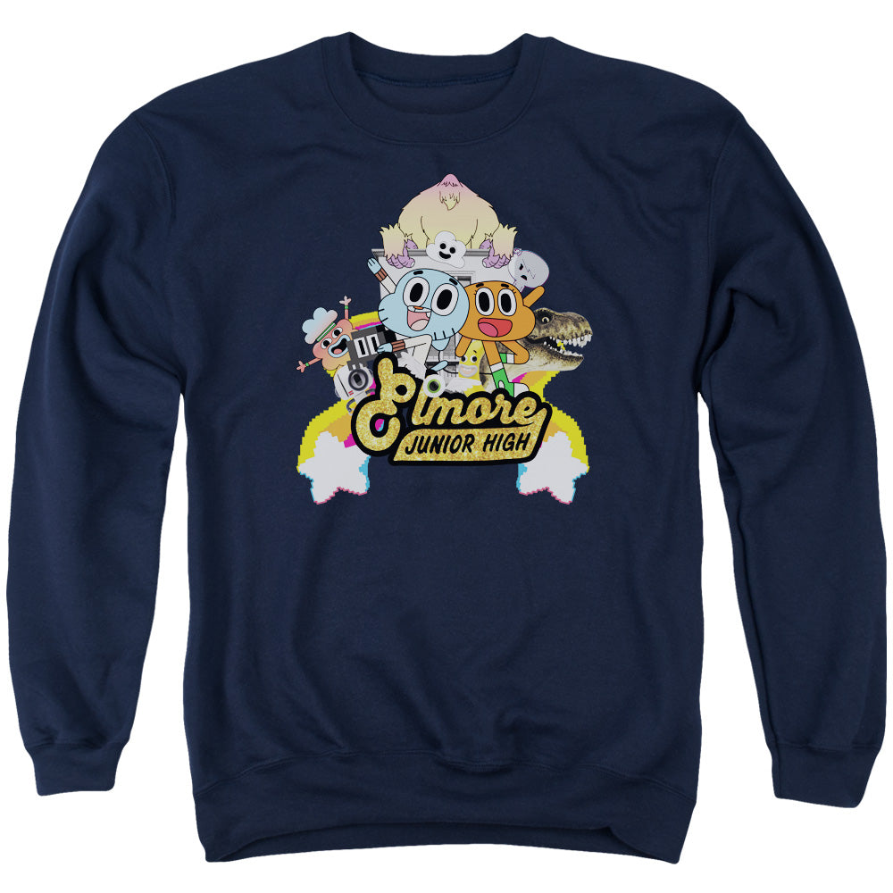 Amazing World Of Gumball Elmore Junior High Mens Crewneck Sweatshirt Navy