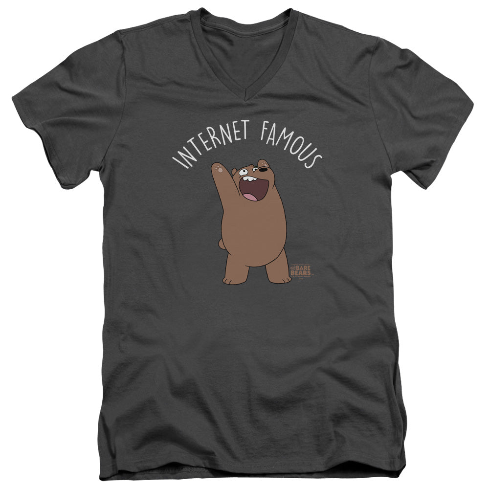 We Bare Bears Internet Famous Mens Slim Fit V Neck T Shirt Charcoal