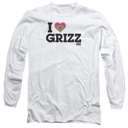 We Bare Bears Heart Grizz Mens Long Sleeve Shirt White Officially Licensed