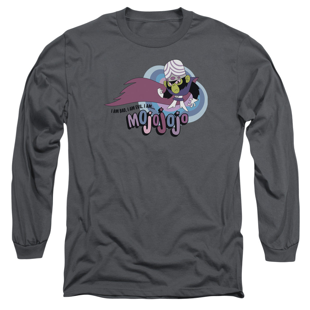 Powerpuff Girls I Am Bad I Am Evil Mens Long Sleeve Shirt Charcoal