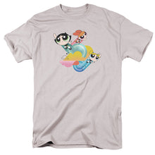 Load image into Gallery viewer, Powerpuff Girls Spiral Streaks Mens T Shirt Silver

