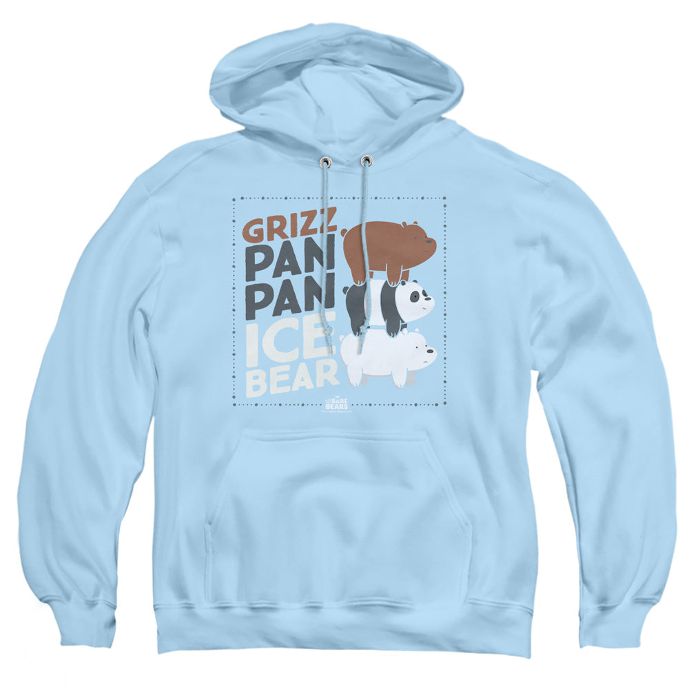 We Bare Bears Grizz Pan Pan Ice Bear Mens Hoodie Light Blue