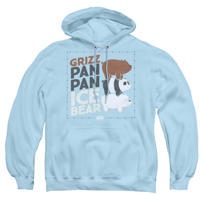 We Bare Bears Grizz Pan Pan Ice Bear Mens Hoodie Light Blue