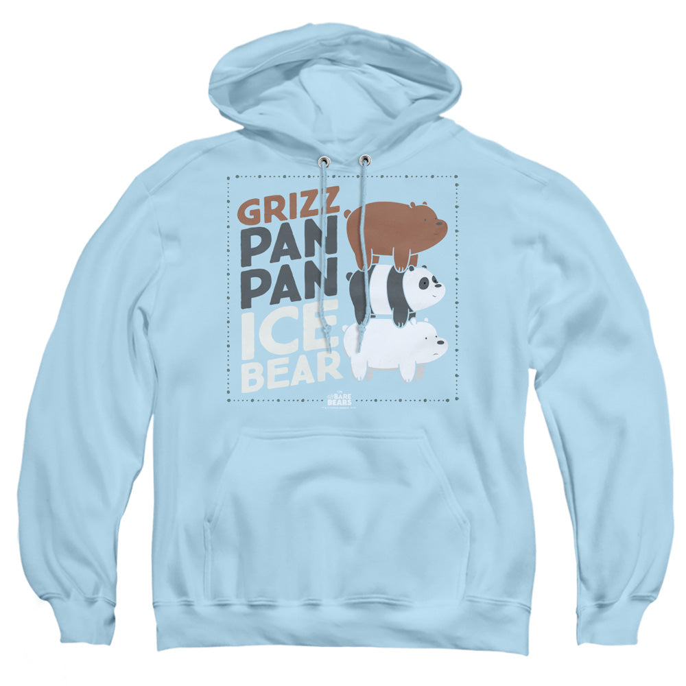 We Bare Bears Grizz Pan Pan Ice Bear Mens Hoodie Light Blue