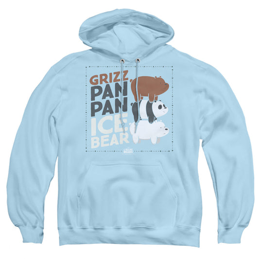 We Bare Bears Grizz Pan Pan Ice Bear Mens Hoodie Light Blue