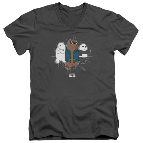 We Bare Bears Jacket Mens Slim Fit V Neck T Shirt Charcoal