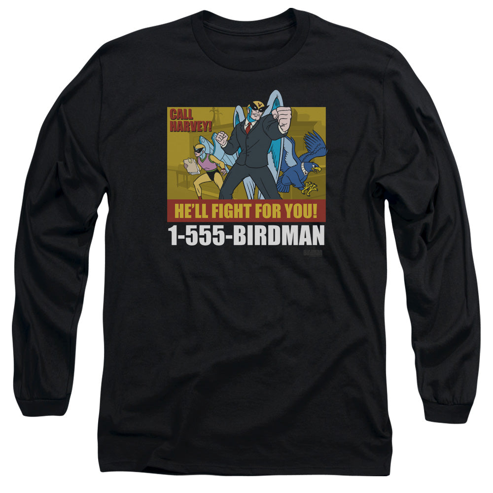 Harvey Birdman Birdman Ad Mens Long Sleeve Shirt Black Officially Licensed