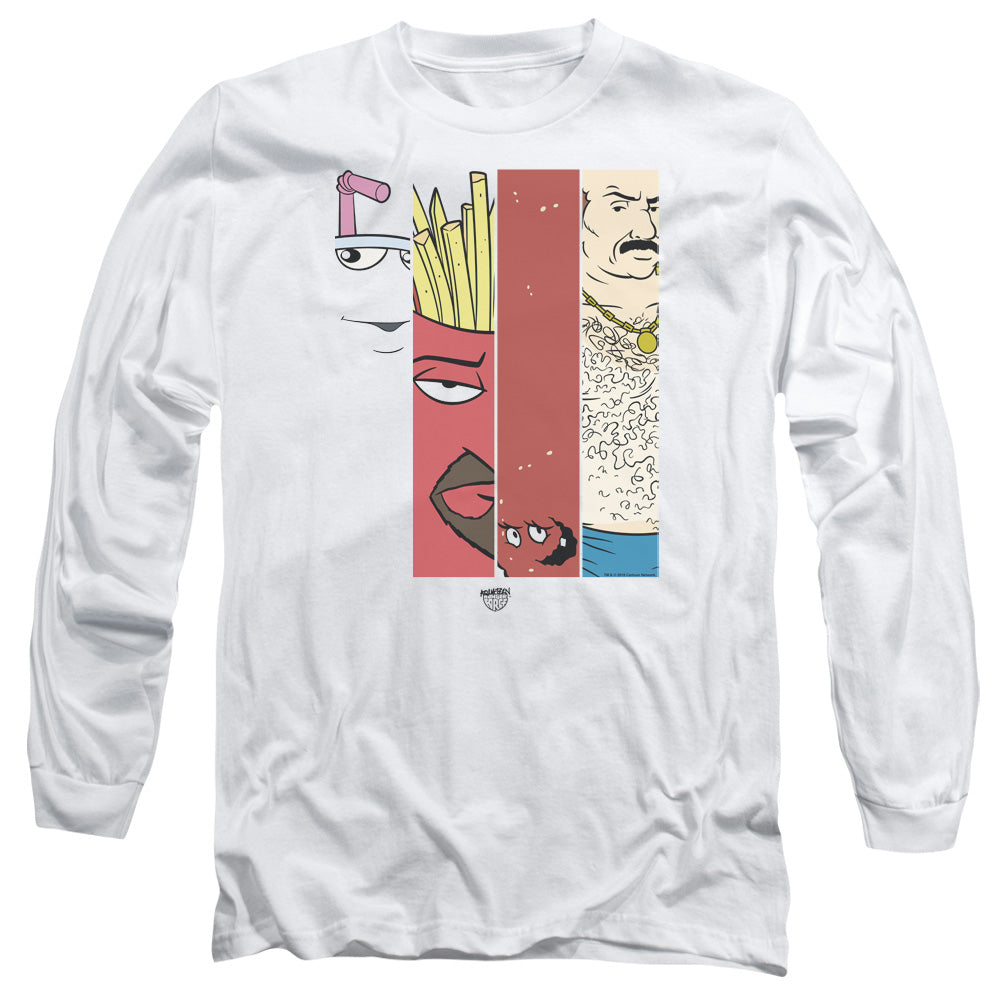 Aqua Teen Hunger Force Group Tiles Mens Long Sleeve Shirt White