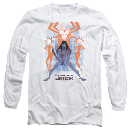 Samurai Jack Jack Vs Evil Mens Long Sleeve Shirt White Officially Licensed