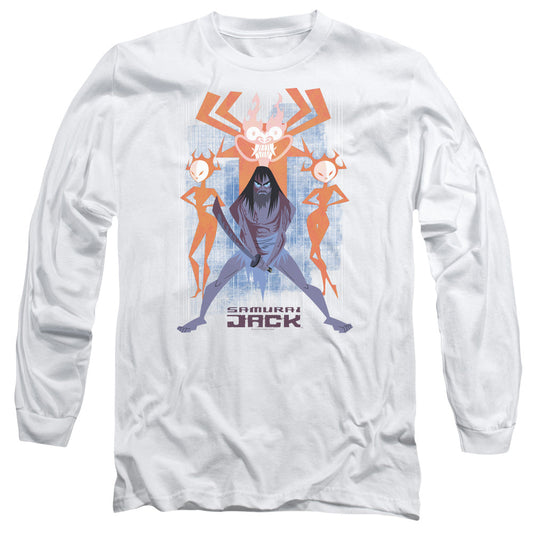 Samurai Jack Jack Vs Evil Mens Long Sleeve Shirt White Officially Licensed