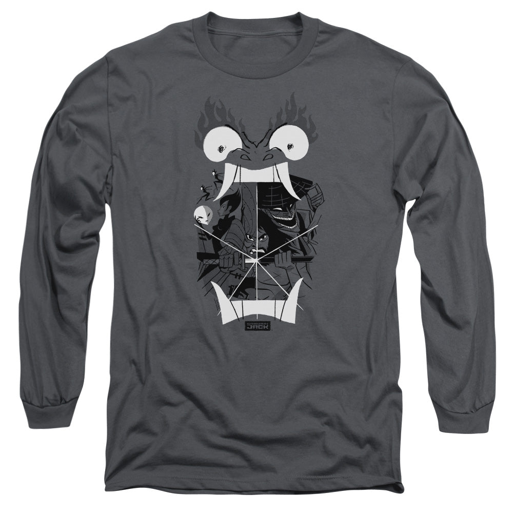 Samurai Jack Divisive Mens Long Sleeve Shirt Charcoal Officially Licensed