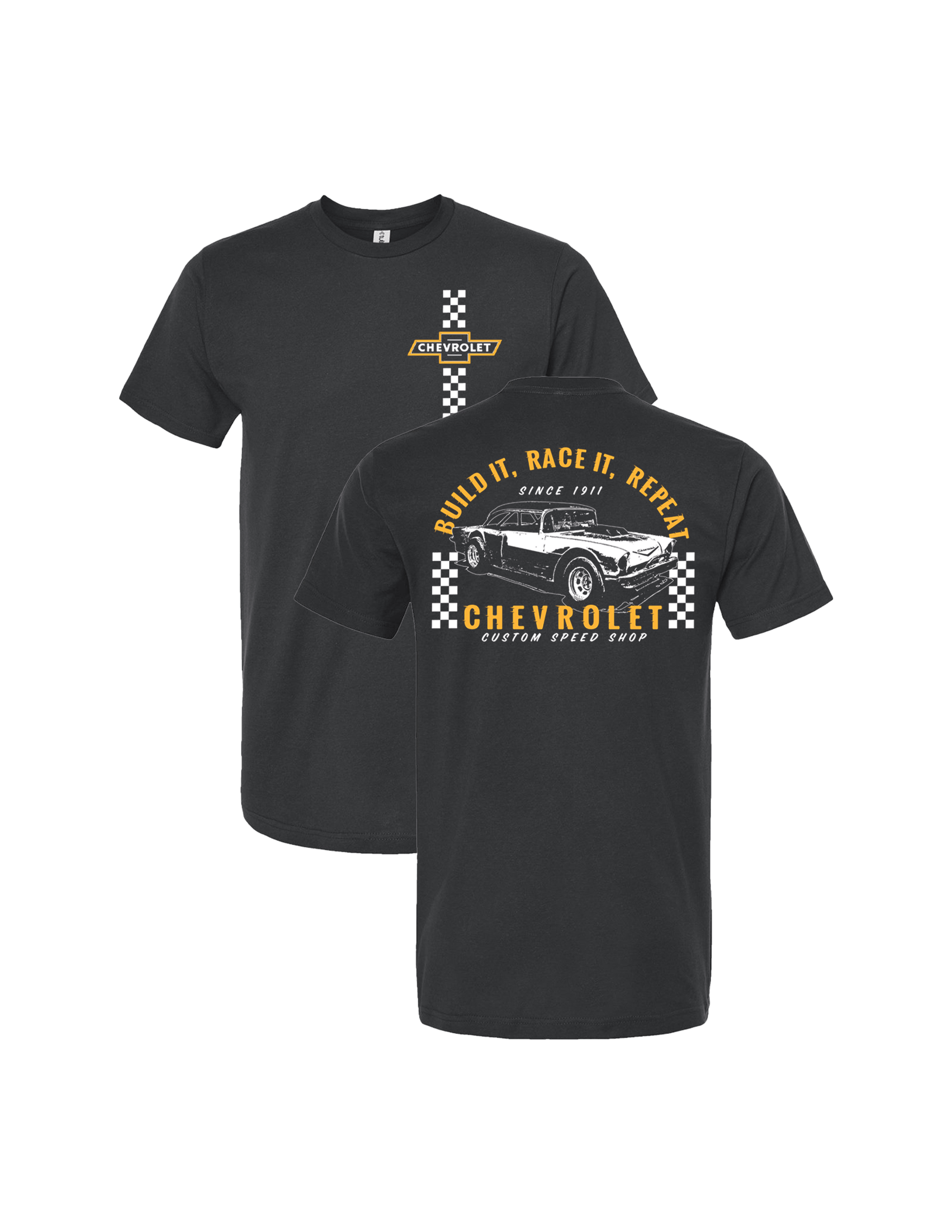 Chevrolet "Build it, Race it, Repeat." Mens T Shirt Black