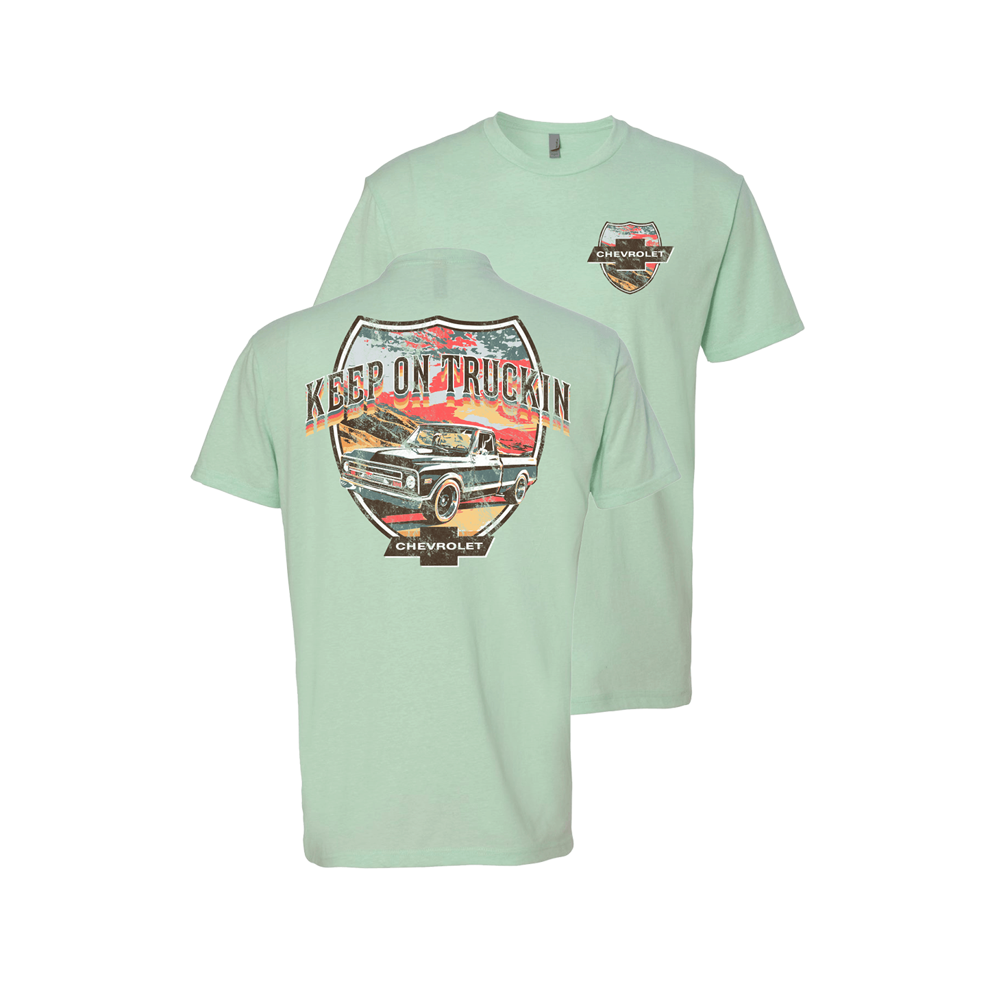 Chevy Trucks "Keep on Trucking' Mens T Shirt Green