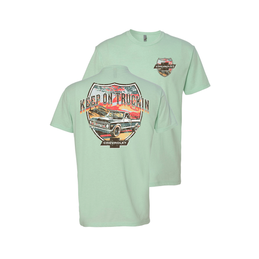 Chevy Trucks "Keep on Trucking' Mens T Shirt Green