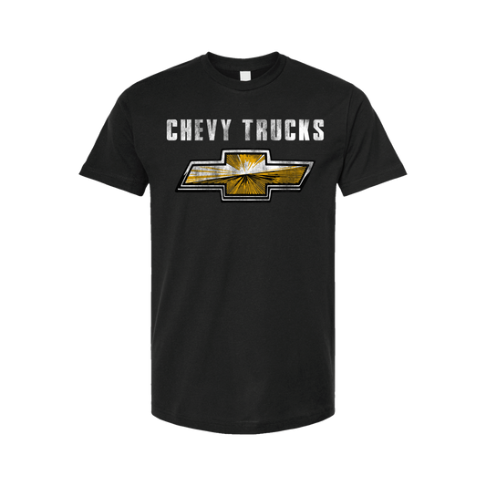 Chevy Trucks "Gold Bowtie" Mens T Shirt Black