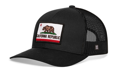 California Flag Trucker Haka Hat Black CA Snapback