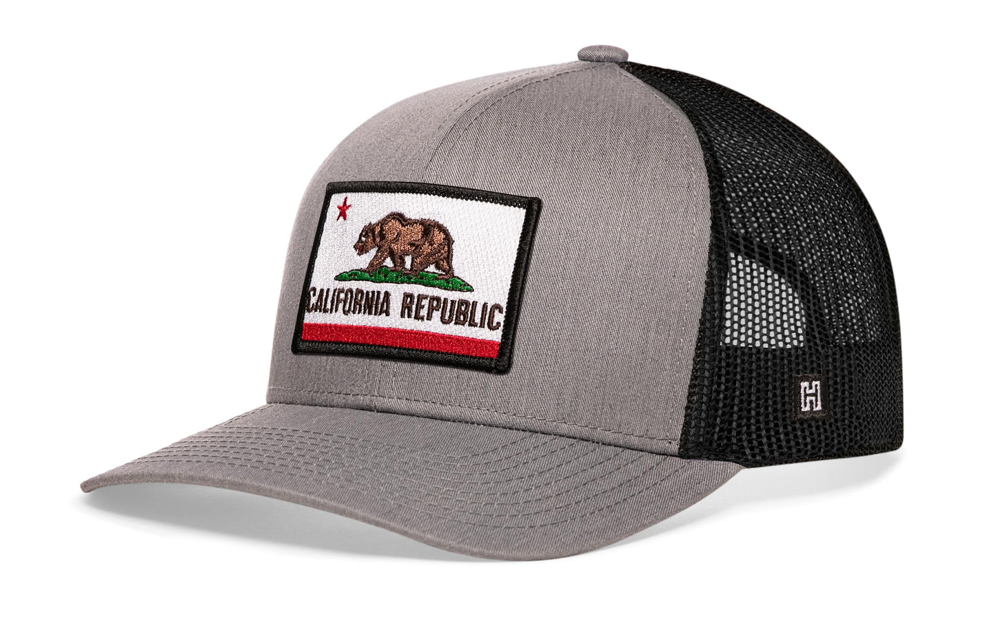 California Flag Trucker Haka Hat Gray-Black CA Snapback
