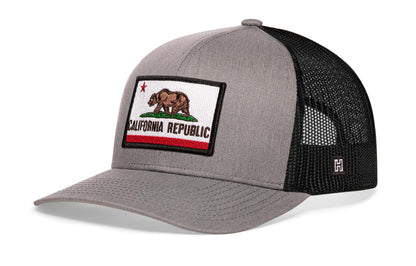 California Flag Trucker Haka Hat Gray-Black CA Snapback