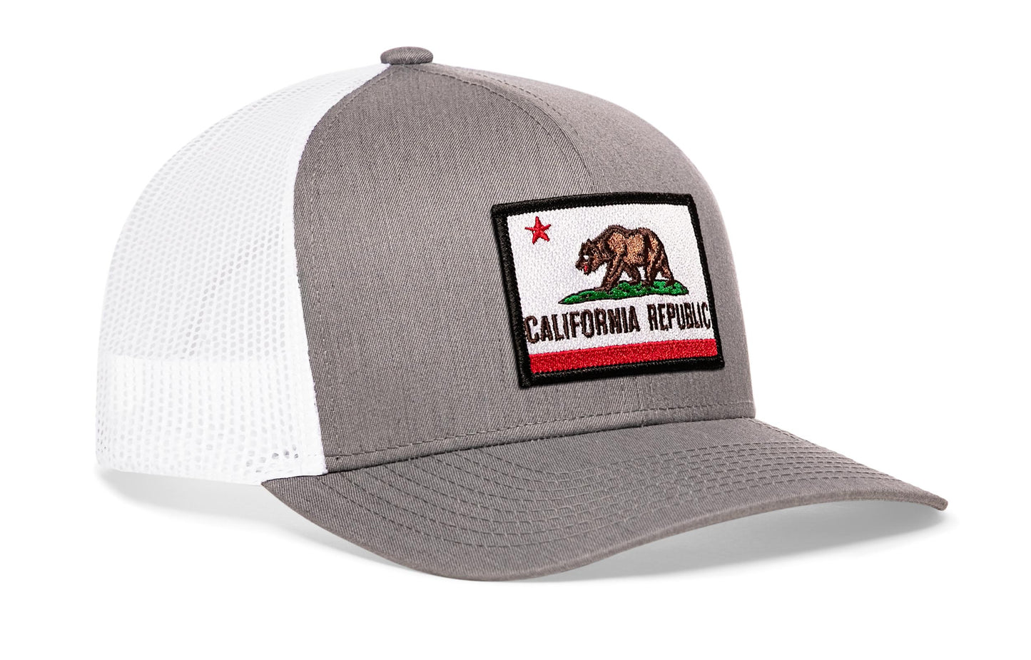 California Flag Trucker Haka Hat Gray-White CA Snapback
