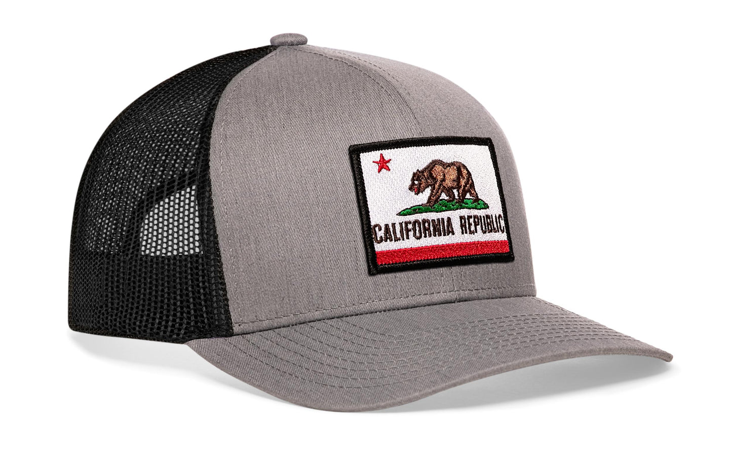 California Flag Trucker Haka Hat Gray-Black CA Snapback