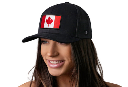 Canada Flag Trucker Haka Hat Black Canadian Snapback