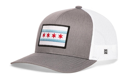 Chicago Flag Trucker Haka Hat Gray-White City Snapback