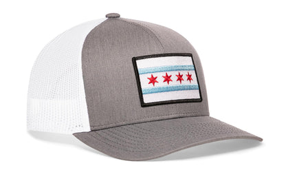 Chicago Flag Trucker Haka Hat Gray-White City Snapback