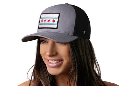 Chicago Flag Trucker Haka Hat Gray-Black City Snapback