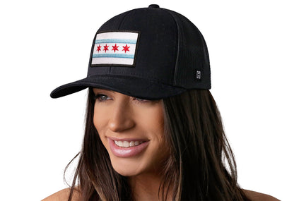 Chicago Flag Trucker Haka Hat Black City Snapback