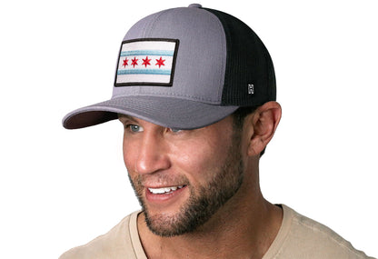 Chicago Flag Trucker Haka Hat Gray-Black City Snapback