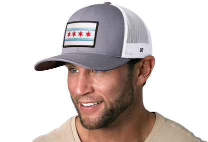 Chicago Flag Trucker Haka Hat Gray-White City Snapback