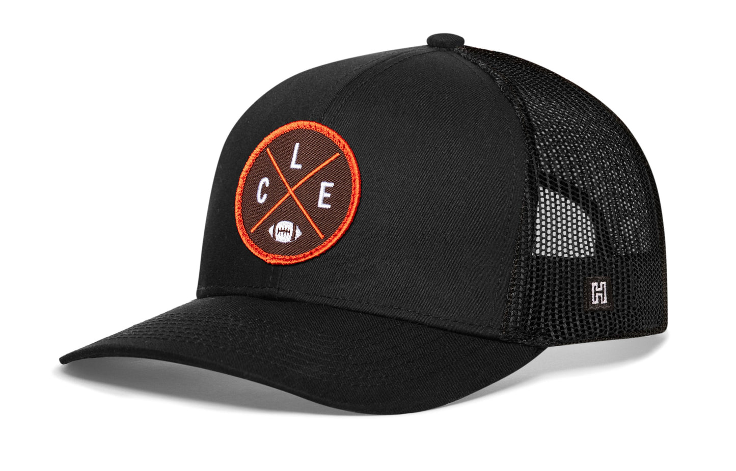 Cleveland Trucker Haka Hat Black CLE X Football Snapback